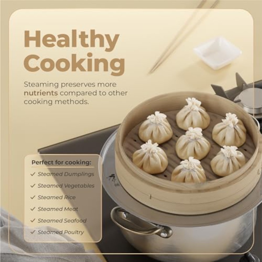 Bamboo Steamer Basket - 2-Tier - Bao Steamer Bamboo ulasan dan harga