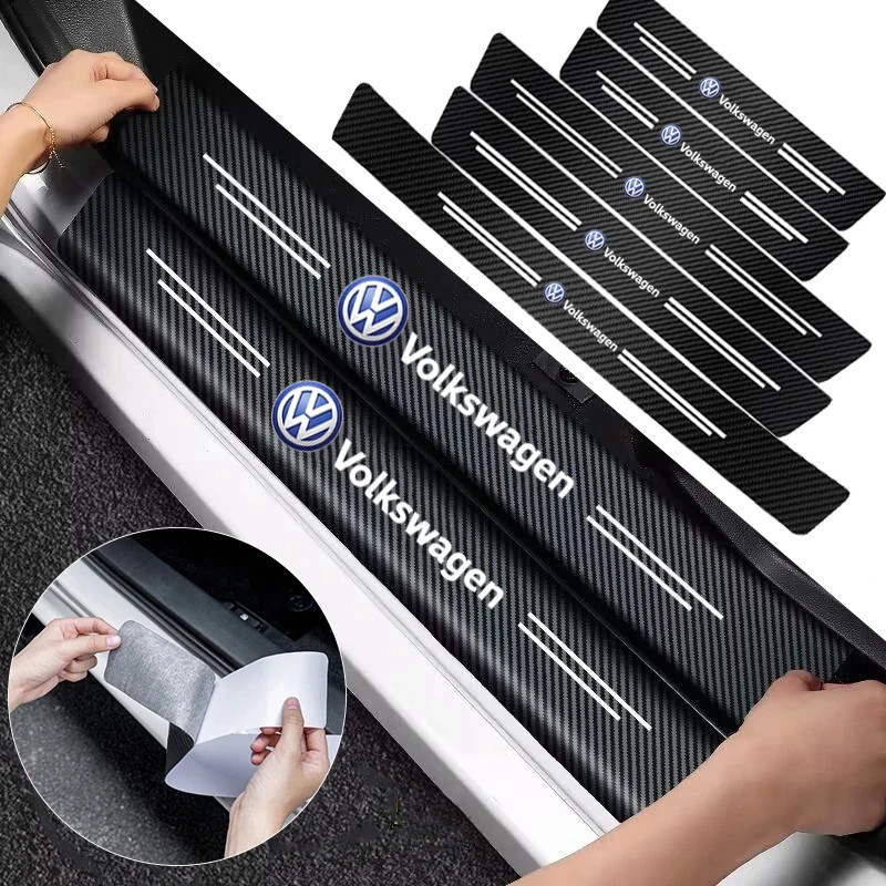New Car Door Sill Plate Sticke - Crepe Pan Carbon ulasan dan harga
